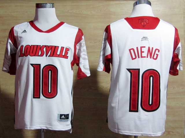 NCAA  Louisville Cardinals 10 Gorgui Dieng White College Basketball Jersey Big East Patch